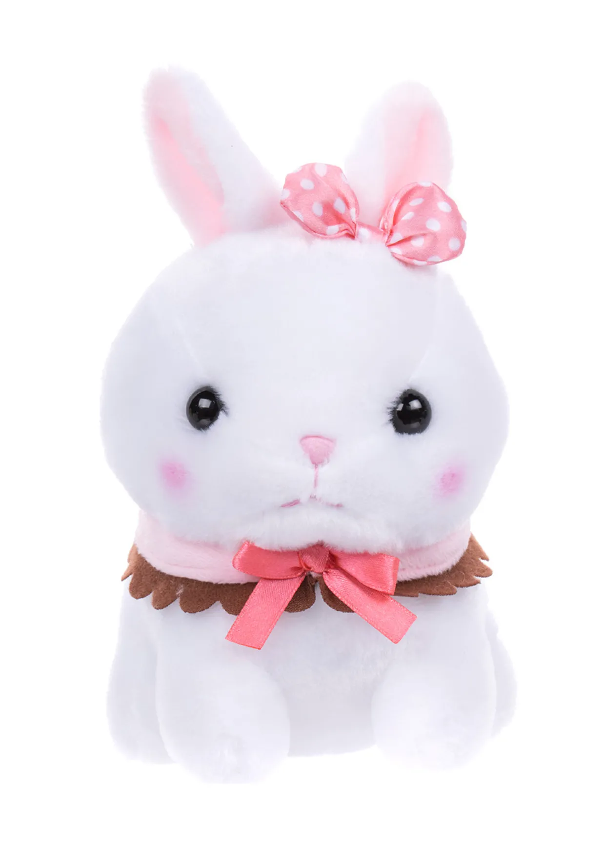 Amuse Vanilla Bunny Plush with Pink and Brown Bow