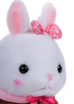 Amuse Vanilla Bunny Plush with Pink and Brown Bow