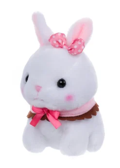 Amuse Vanilla Bunny Plush with Pink and Brown Bow