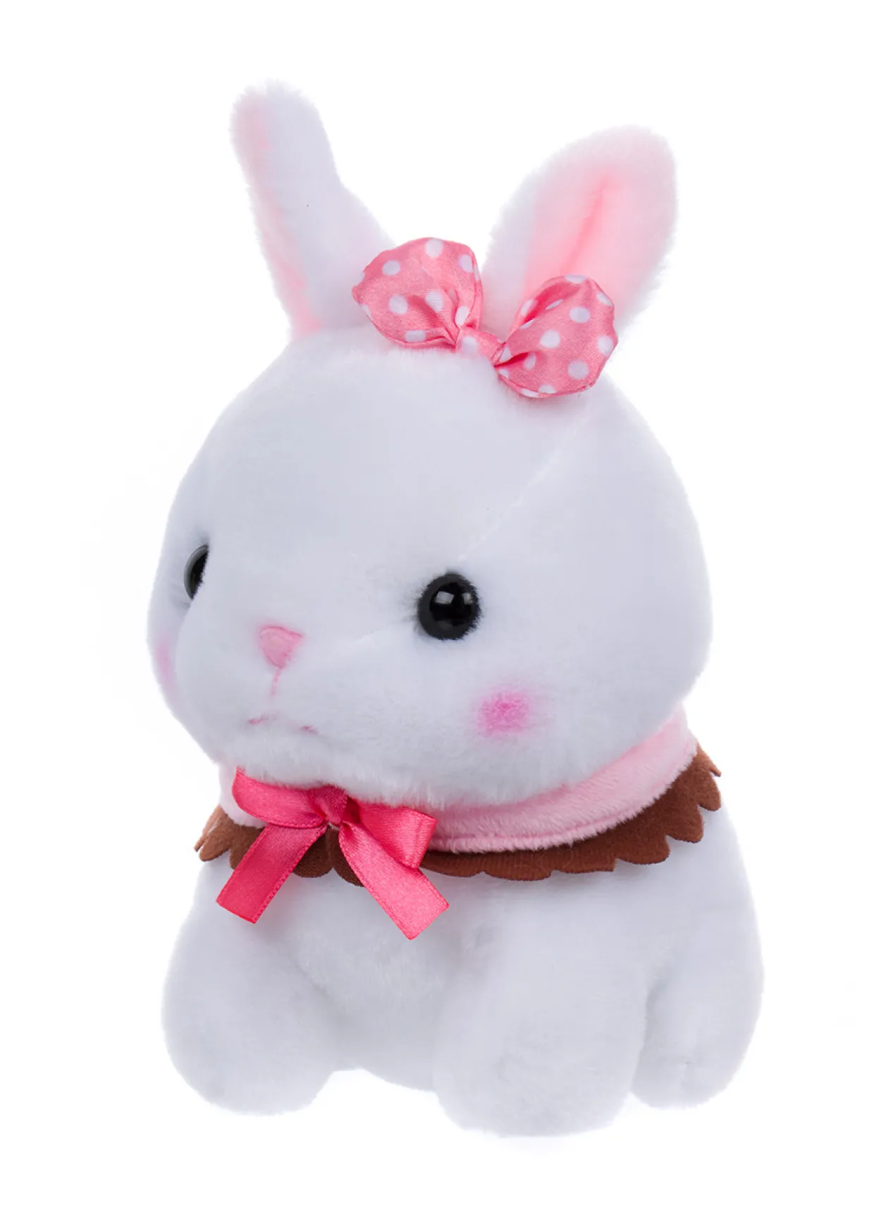 Amuse Vanilla Bunny Plush with Pink and Brown Bow