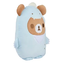 Chairoikoguma San-X Original Plays with Dino Flat Mochi Series Plush - Pastel Blue
