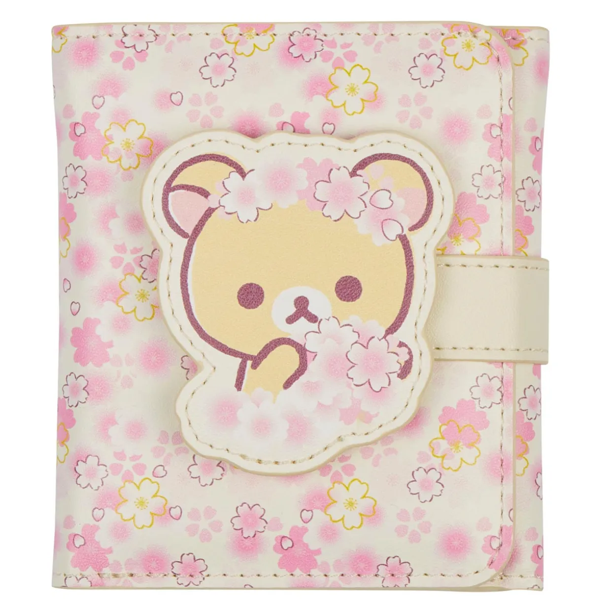 Korilakkuma Sakura Cherry Blossom Pu Leather Tri-Fold Wallet Pouch