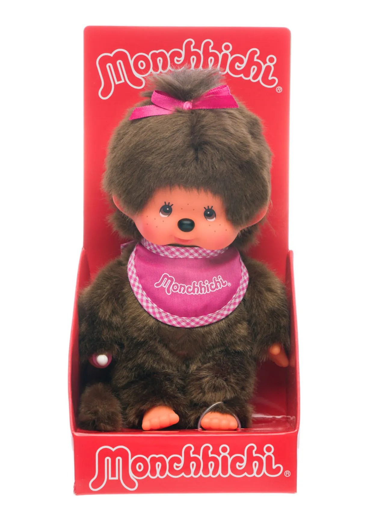 Monchhichi Standard Girl with Pink Bib