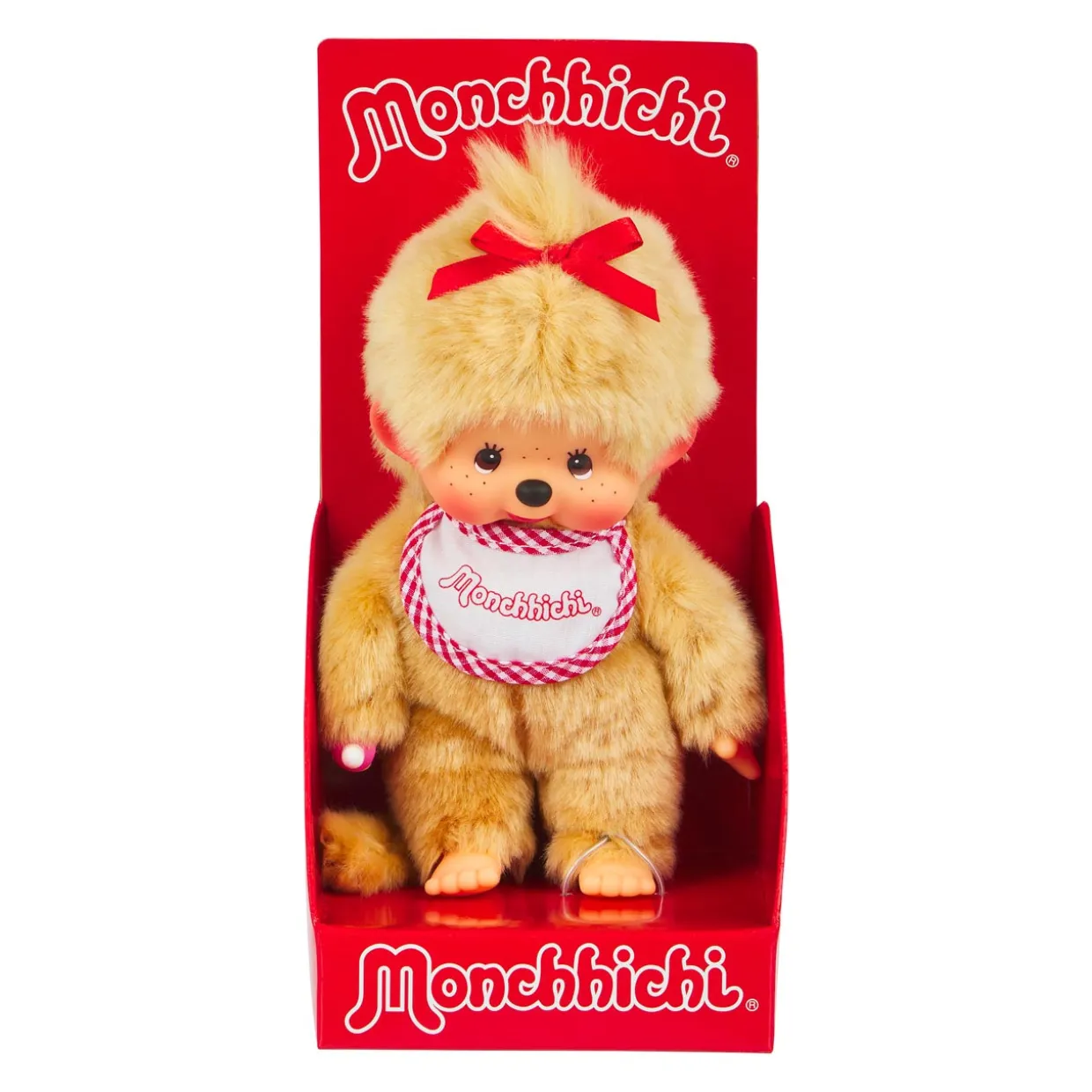 Sekiguchi Monchhichi Beige Girl With Bib - Red/White